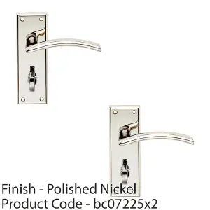 2 PACK - PAIR Arched Lever On Bathroom Backplate Door Handle 150 x 50mm Polished Nickel