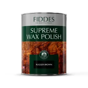 Fiddes Supreme Wax Polish, Rugger Brown 5 Litre & Free Priory Polishes Lint Free Cloth