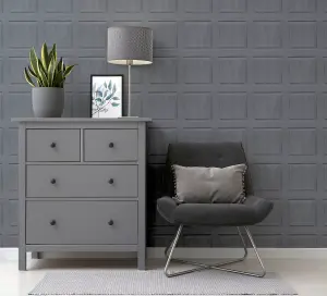 Arthouse Washed Panel Charcoal Wallpaper