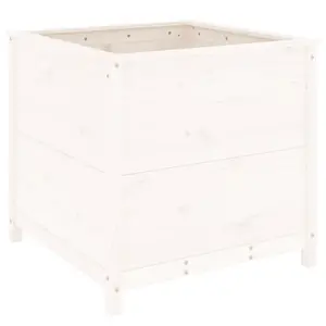 Berkfield Garden Planter White 82.5x82.5x78 cm Solid Wood Pine