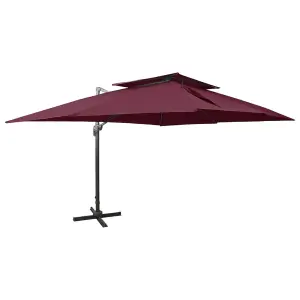 Berkfield Cantilever Umbrella with Double Top Bordeaux Red 400x300 cm