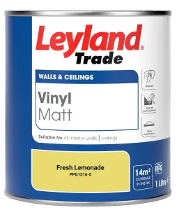 Leyland Trade Vinyl Matt Walls & Ceilings Emulsion Paint Fresh Lemonade (PPG1216-5) 1L