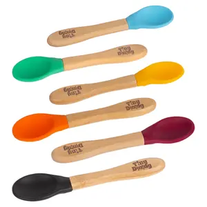 Tiny Dining - Children's Bamboo Silicone Tip Spoons - 6 Colours