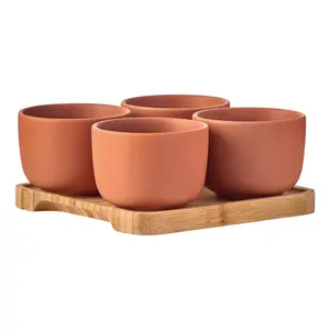 Share Round Bowls (Set of 4) Orange/Brown