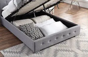 Dark Grey King Size Ottoman Lift Up Storage Bed With Pocket Sprung Mattress