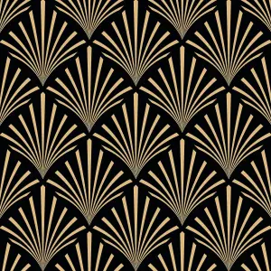 Furniture Self Adhesive Sticker Wrap Art Deco Gold Pattern Vinyl Window/Furniture Wrap