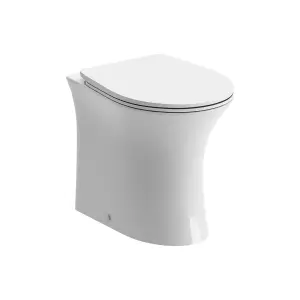 Fewstone White Rimless Back to wall Toilet pan with Soft close seat