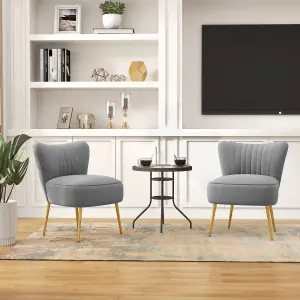 HOMCOM Set of 2 Accent Chairs Wingback Armless Chairs for Bedroom Grey