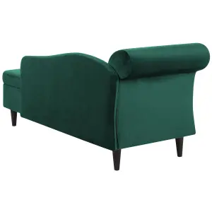 Left Hand Velvet Chaise Lounge Emerald Green LUIRO