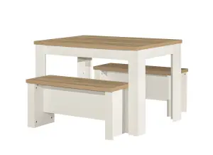 Birlea Highgate Dining Table & Bench Set Cream & Oak