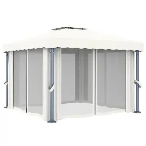 Berkfield Gazebo with Curtain 3x3 m Cream White Aluminium