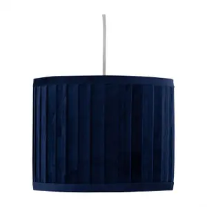 First Choice Lighting Set of 2 Sundance Navy Blue Velvet Pleated 25cm Lamp Shades with Gold Inner