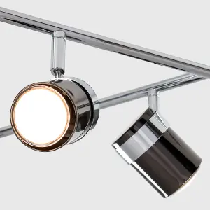 ValueLights Rosie Modern Black Chrome and Chrome 8 Way Adjustable Flexi Z Ceiling Spotlight