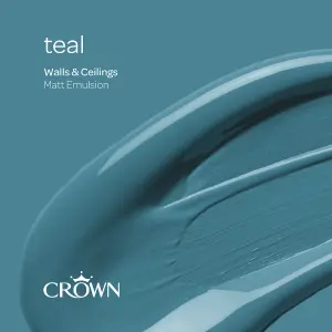 Crown Walls & Ceilings Matt Emulsion Paint Teal - 5L