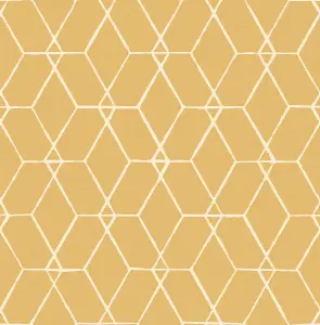 Fine Decor TC25253 Hexagon Wallpaper, Mustard