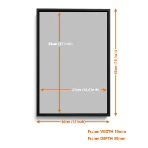 Fruit Water Splash Ice Cubes Kitchen CANVAS FLOATER FRAME Wall Art Print Picture Light Oak Frame (H)46cm x (W)30cm