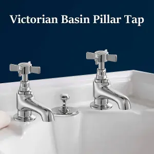 BATHWEST Traditional Pair of Bathroom Sink Taps Chrome Brass Victorian Basin Taps Pair Faucet