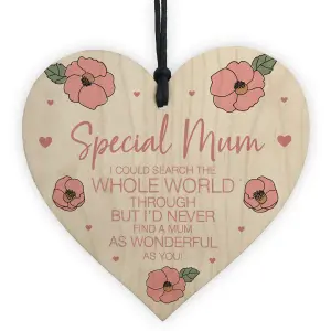 Mum Gift Wooden Hanging Heart For Birthday Mothers Day Gift For Her Keepsake