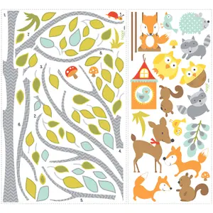 RoomMates Woodland Fox & Friends Tree Peel & Stick Wall Decals