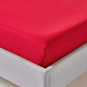 Homescapes Red Egyptian Cotton Flat Sheet 200 TC, Single