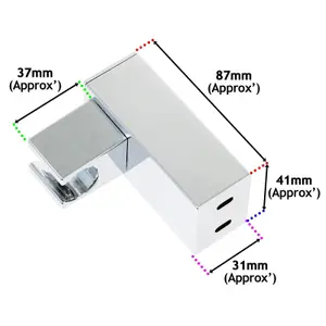 SPARES2GO Shower Head Wall Clamp Adjustable Square Angled Chrome Bracket Handset Holder