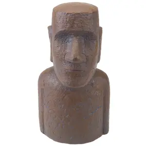 Easter Island Bronze Bust Head 12 Inch Zen Garden Ornament