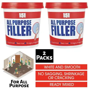 2X ALL PURPOSE FILLER White 600g Smooth Ready Mixed Interior Exterior Use Wood Wall