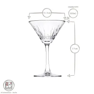 Pasabahce Elysia Martini Glasses - 220ml - Pack of 8