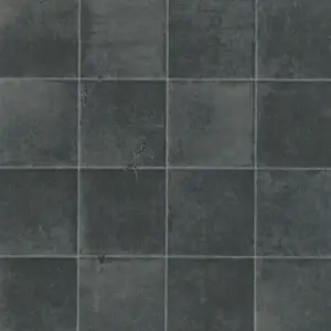 Dark Grey Stone Effect Anti-Slip Vinyl Flooring For LivingRoom, Kitchen, 2mm Cushion Backed Vinyl Sheet-4m(13'1") X 4m(13'1")-16m²