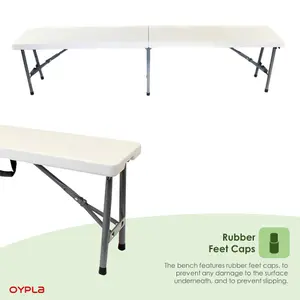 Oypla 6ft 1.8m Folding Heavy Duty Outdoor 4 Person Trestle Bench Chair