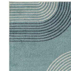 Blue Funky Modern Easy to Clean Abstract Rug For Dining Room -160cm X 230cm