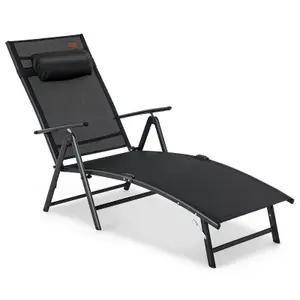 Costway Folding Chaise Lounge Chair Outdoor Portable Adjustable Reclining Chair