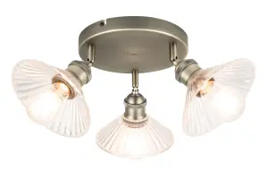 Northwich Plate Satin Antique brass effect 3 Light Spotlight