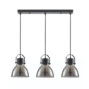 Luminosa Darlena Industrial, Retro 3 Light Bar Pendant Ceiling Light, E27