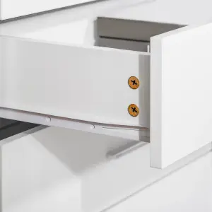 HOMCOM Storage Cabinet Vertical Drawer Chest of 4 w/ Metal Rails Anti-Tip