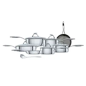 Circulon Stainless Steel 7-Piece Cookware Set with Saucepans, Saute, Skillet, Lids, Chef Pan & Spoon