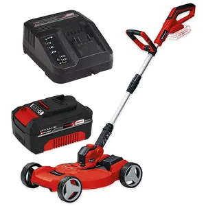 Einhell 18v Cordless 3 in 1 Mower & Strimmer Deck 28cm GE-CT 18/28 + 4AH Kit