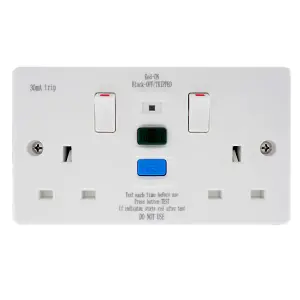 CED WRCDSSK2 Axiom RCD Switched Socket Passive / Latching Flush 2 Gang 13A (White)