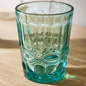 Set of 6 Vintage Luxury Turquoise Drinking Glass Whiskey Glass Tumblers 240ml