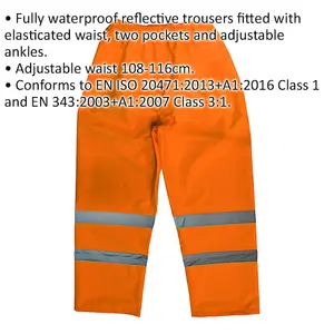 High Visibility Medium Orange Waterproof Work Trousers with Adjustable Features