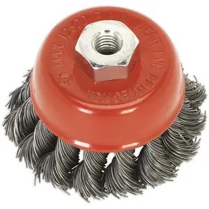 High-Performance 65mm Twisted Knot Wire Cup Brush Wheel with Steel Filaments - M14 x 2mm Thread