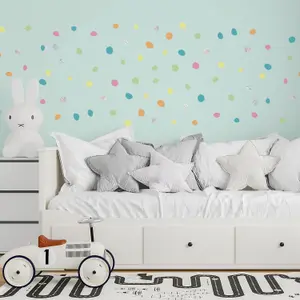 Walplus Dalmatian Polka Dots Pastel & Holographic X 4 Kids Sticker Aluminium Film Multicoloured, Pink