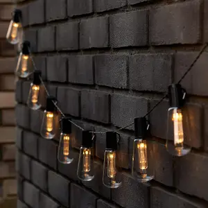 SA Products Vintage Edison Bulb Solar Garden String Lights - Warm White 10 LEDs - 2.25m