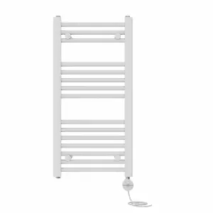 Right Radiators Prefilled Thermostatic Electric Heated Towel Rail Straight Ladder Warmer Rads - White 800x400 mm