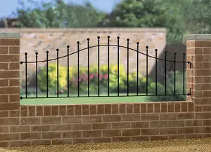 MANA Metal Ball Top Arched Garden Railing Panel 1830mm (6ft) GAP x 625mm High MAZP04