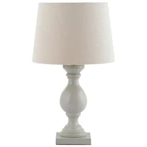 2 PACK Classic Wooden Table Lamp Taupe & Off White Shade Pretty Bedside Light