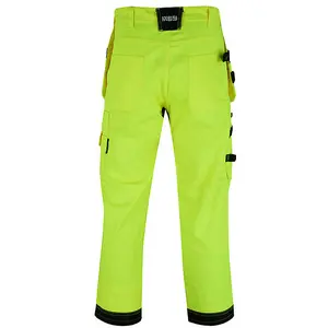 MS9 Mens Hi Viz Vis Cargo Working Work Trouser Trousers Pants Jeans, Yellow - 32W/34L