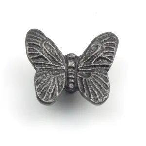 Oakcrafts - Small Antique Cast Iron Butterfly Cabinet Knob - Approx 55mm - Pack of 6