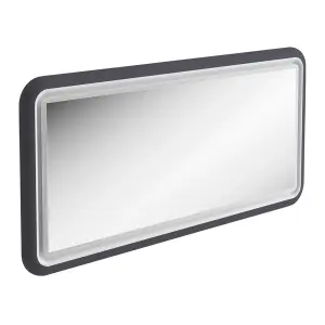 Sutton Blue Grey Border LED Illuminated Bathroom Mirror (W)980mm (H)650mm