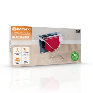 Daewoo Heated Airer Foldable 120W 10KG Load Energy Efficient Drying Rack